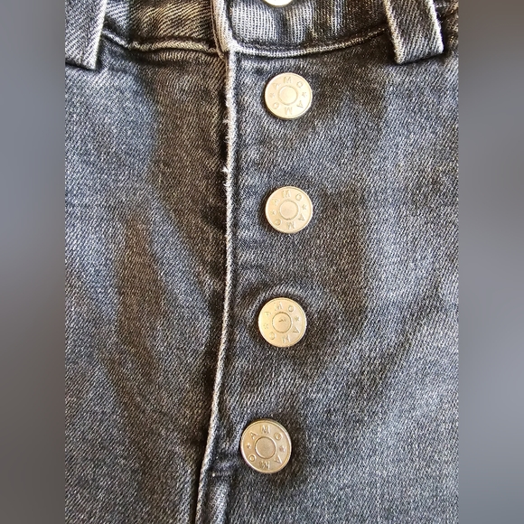 AMO Button Front Audrey w/Snaps Slim Straight Jeans Black Gray Vixen, size 24 - Picture 9 of 10
